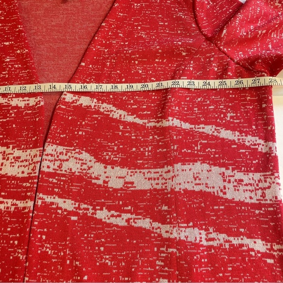 Ming Wang Women's Abstract V-Neck Knit Jacket Flamenco White Size 1X - Picture 13 of 15